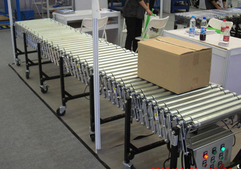 伸縮輥筒輸送機運行圖，www.hdleather.com